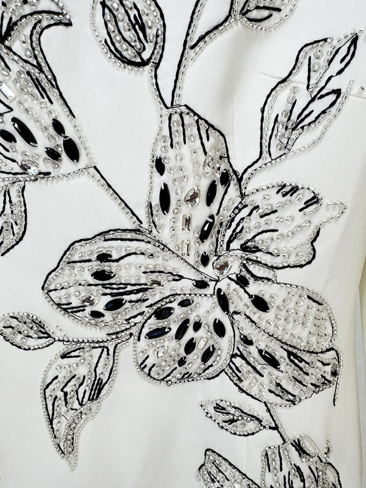 Long-Sleeve Column Dress with Floral Embroidery – ELIORA