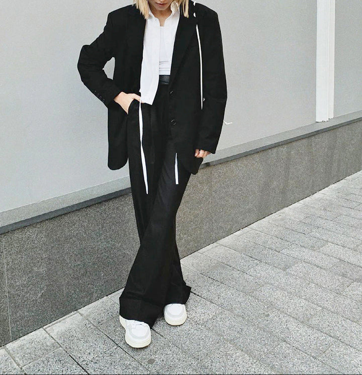 wide-leg tailored pants with high waistband – LUXE