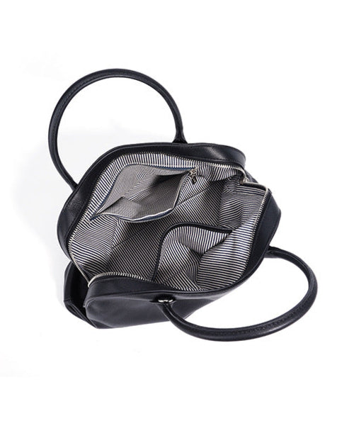 编织藤条手提包，配有双层皮革手柄 – LÉONIE 