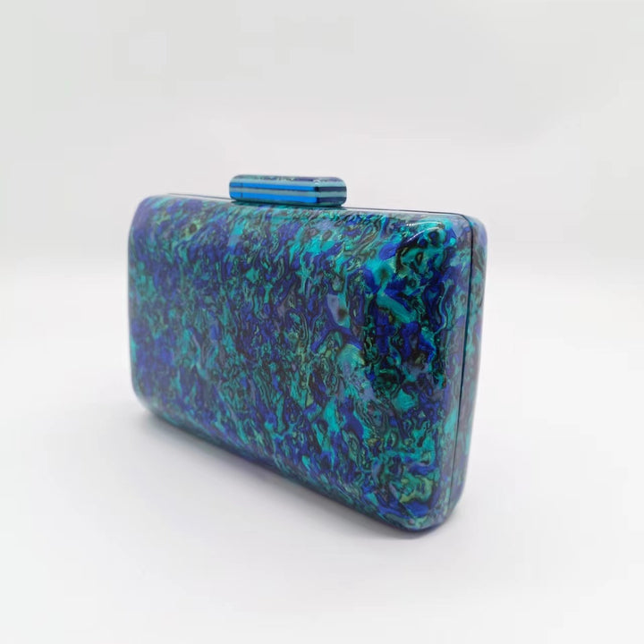 multicolor marble acrylic clutch with box silhouette – ELODIECU