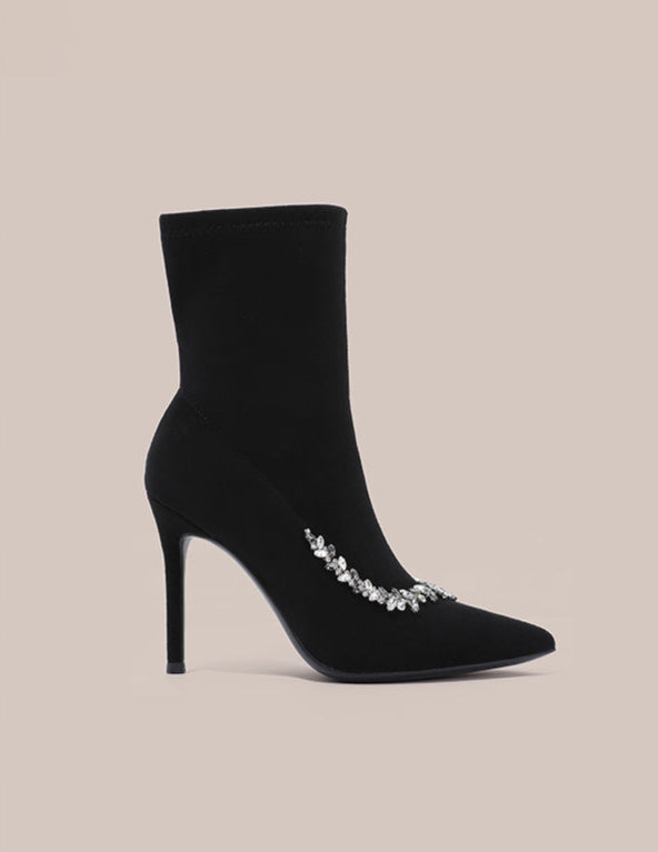 pointed-toe suede ankle boots with crystal trim – SERENAVIA