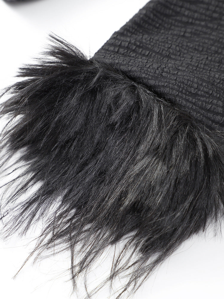 quilted jacket with feather-trimmed sleeves – BOGTAR