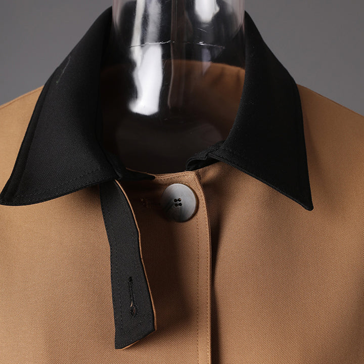 button-front minimalist jacket with contrast collar – KIVAA