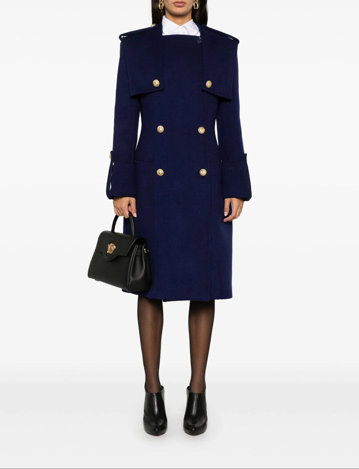 double-breasted navy coat with gold buttons – MARINA