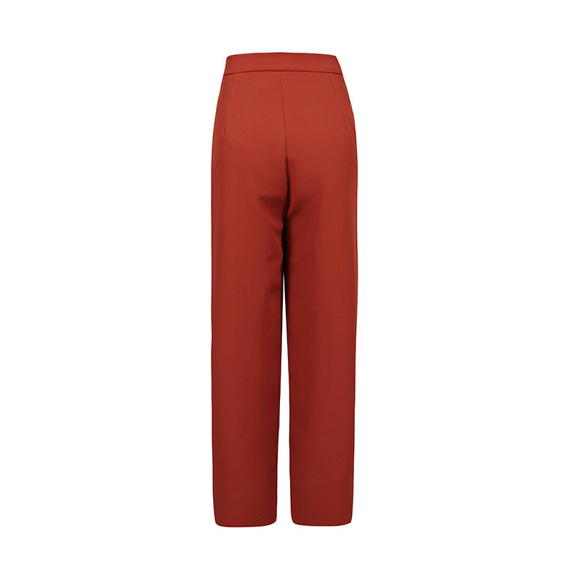 structured tailored suit with gold buttons – MAROON