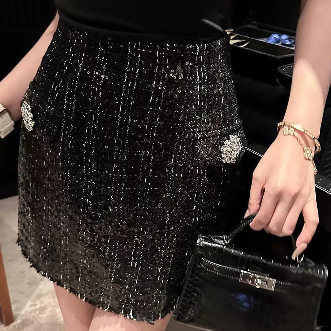 tweed skirt suit with embellished buttons – AURELIAQI