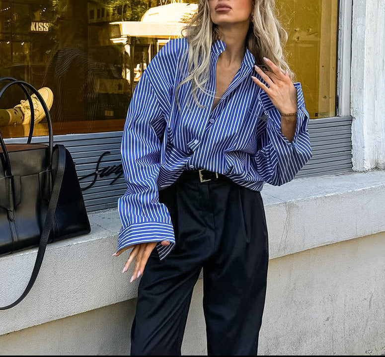 oversized striped shirt with wide cuffs – RIVIERA