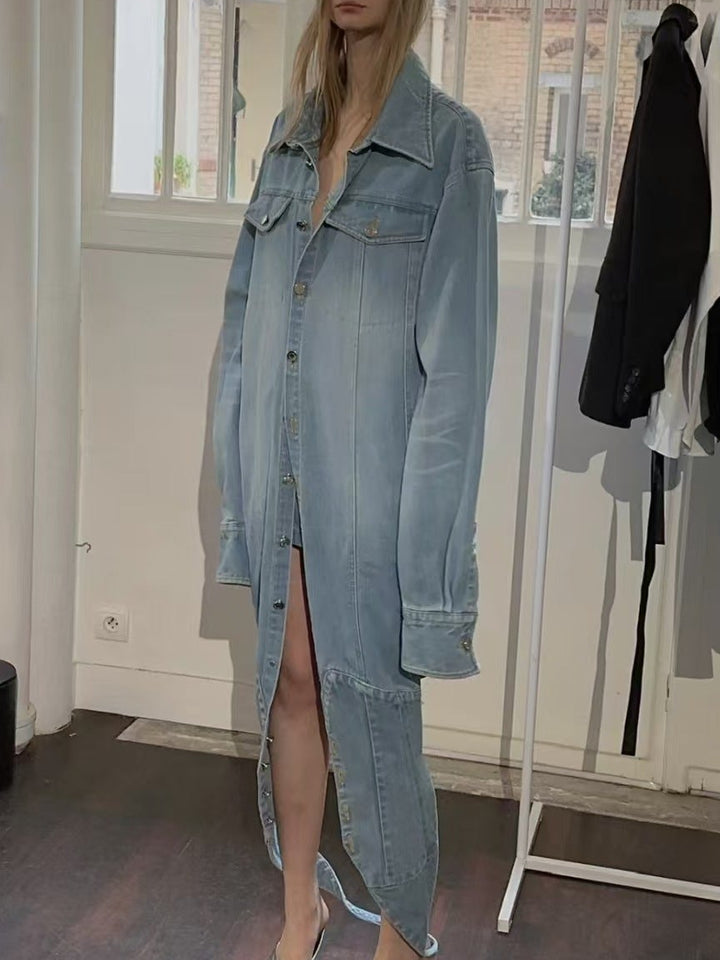oversized denim shirt dress with button-down front – HARLOW
