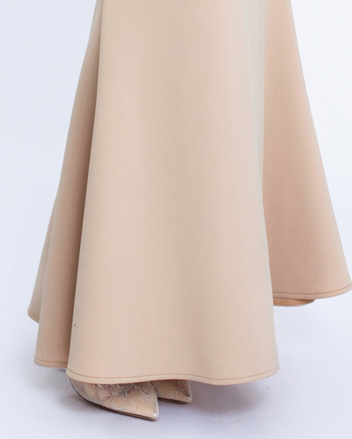 Geplooide top met uitlopende mouwen en maxi-rok set met tailleband – Rosiny 