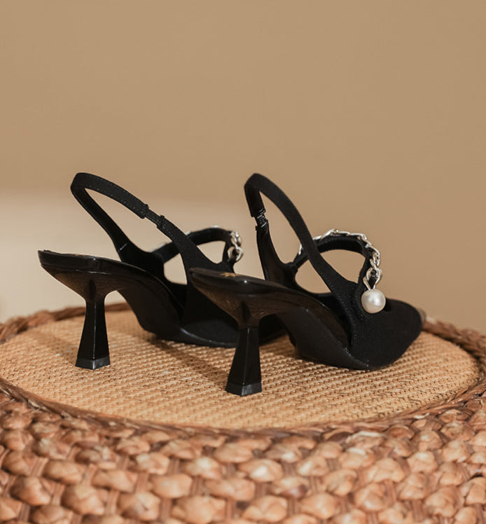 slingback pumps with chain and pearl detail - AURATPA