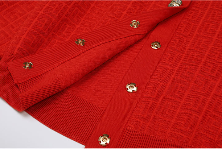 knitted two-piece dress set with logo pattern – CAMILA