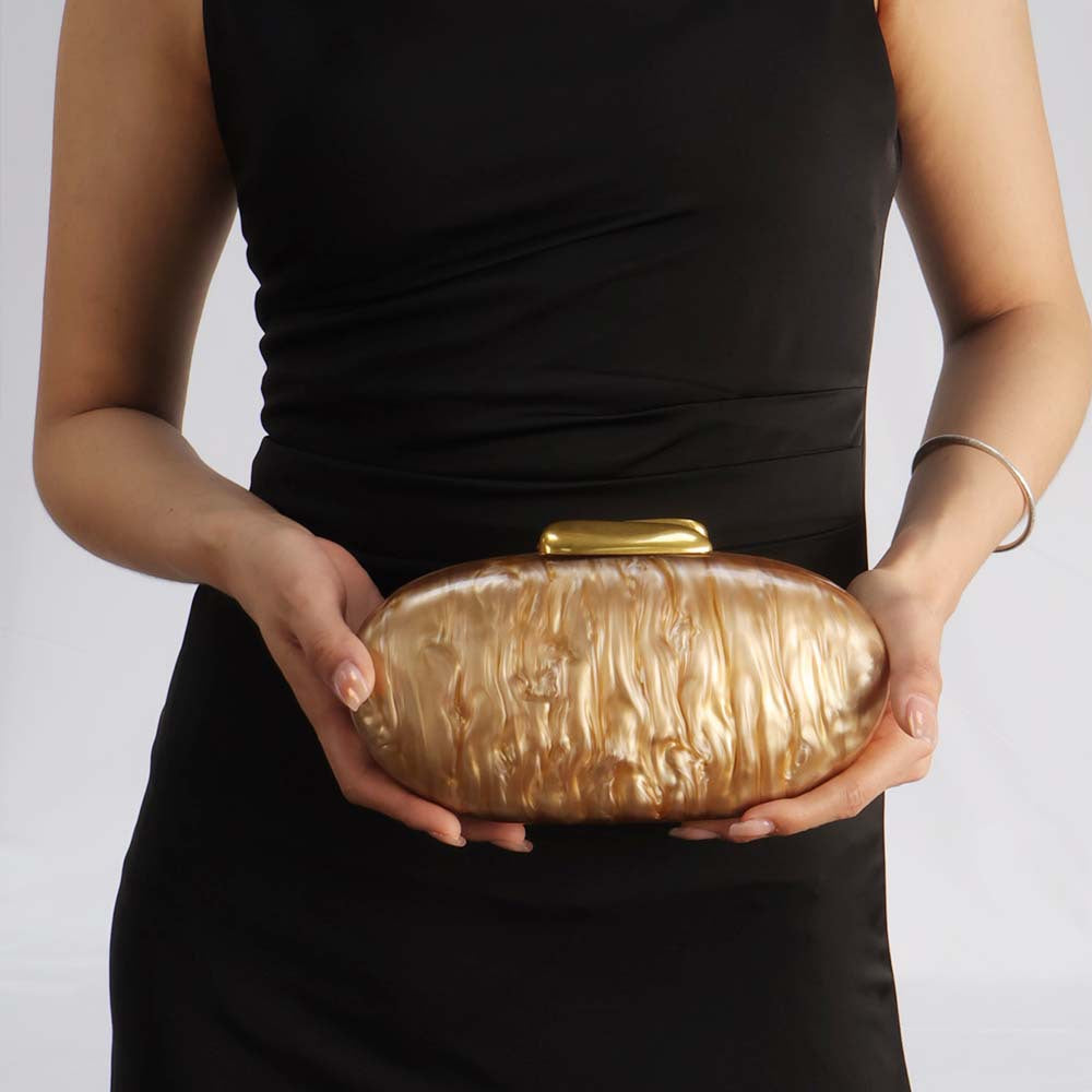 oval acrylic clutch with marble texture – CELESNEK