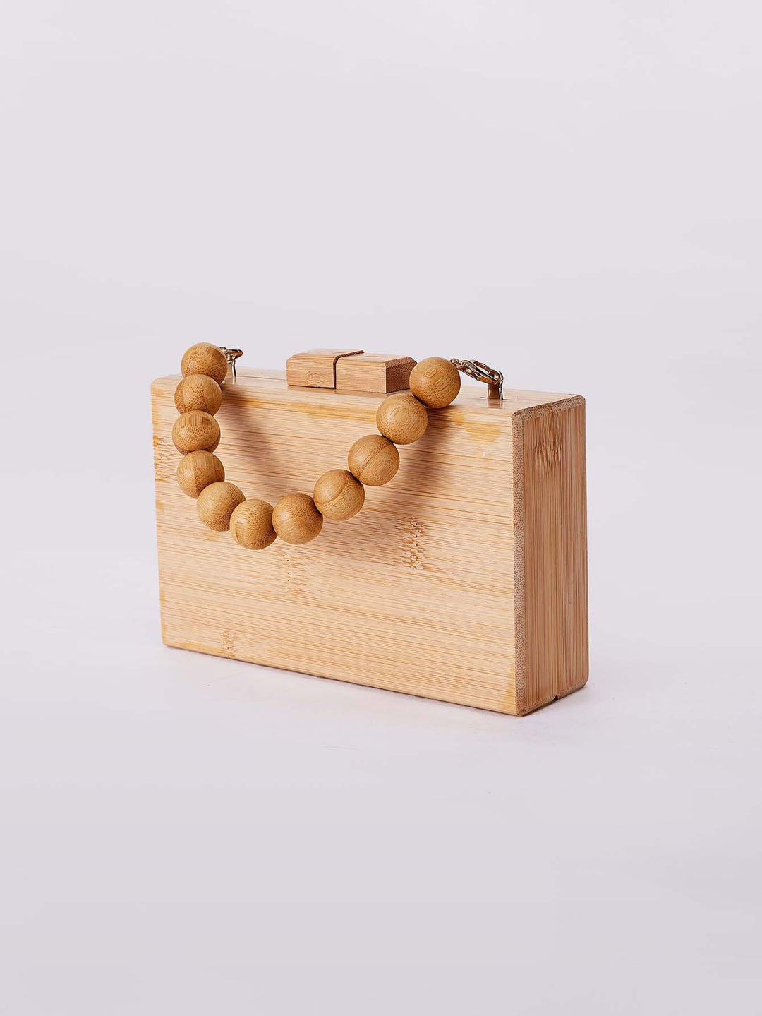 Wooden box clutch with beaded handle – BAMBOO