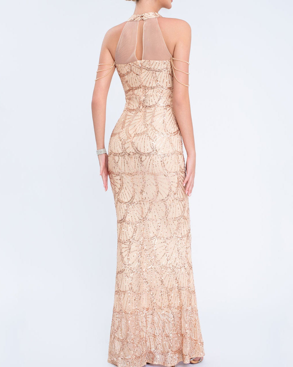 Geplooide top met uitlopende mouwen en maxi-rok set met tailleband – Rosiny 