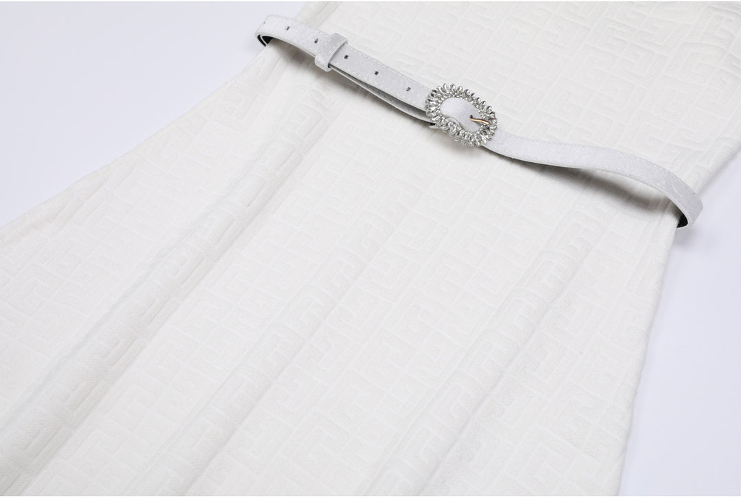 knitted two-piece dress set with logo pattern – CAMILA