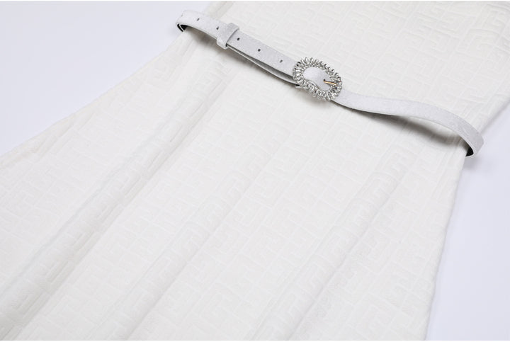 knitted two-piece dress set with logo pattern – CAMILA