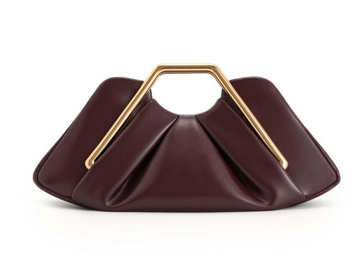 geometric handle pleated leather clutch – VERGAT
