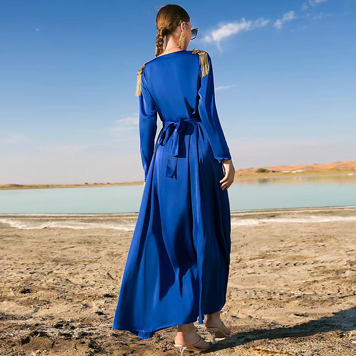 Elegant Long Sleeve Maxi Dress with Belted Waist – ISLA