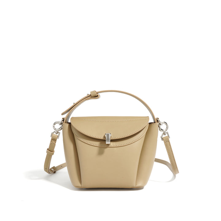 structured top handle bag with curved flap - LEXI