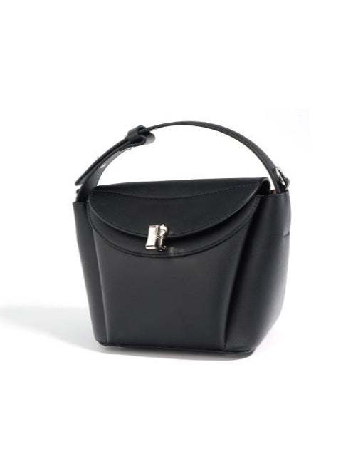 structured top handle bag with curved flap - LEXI
