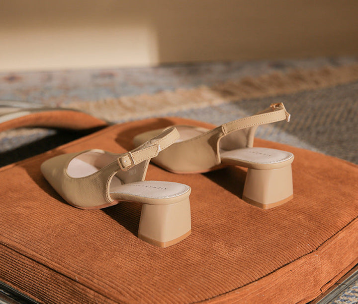 slingback block heels with square toe – AURARTU