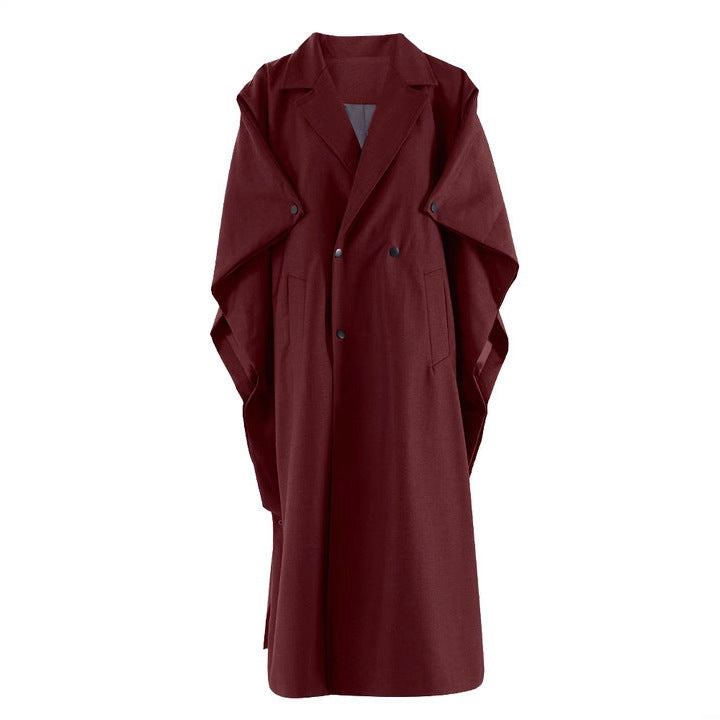 oversized cape-style trench coat with structured lapels – UMBRA