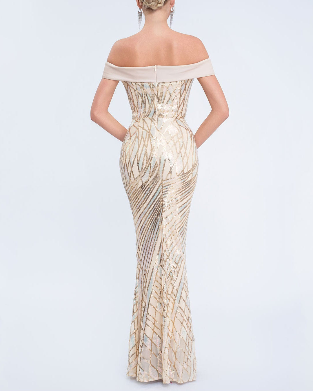 Geplooide top met uitlopende mouwen en maxi-rok set met tailleband – Rosiny 