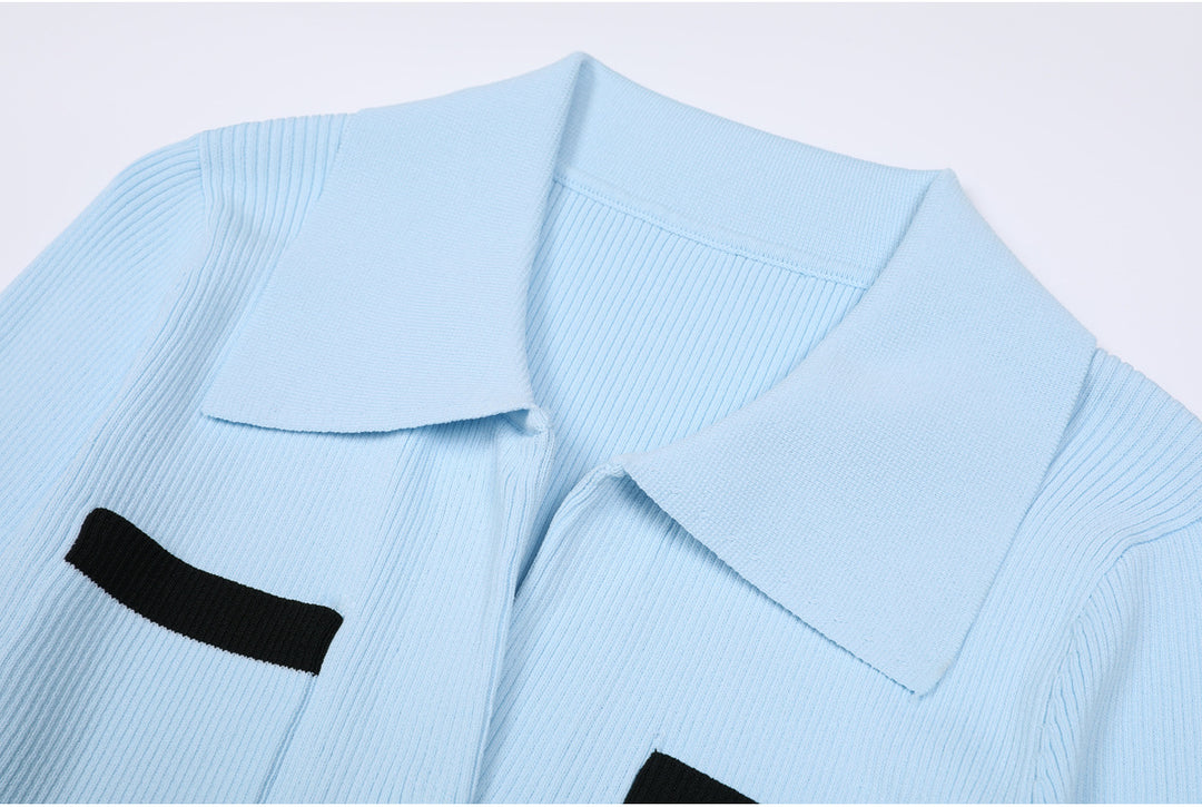 سترة محبوكة مضلعة مع جيوب متباينة – سيلينيزي