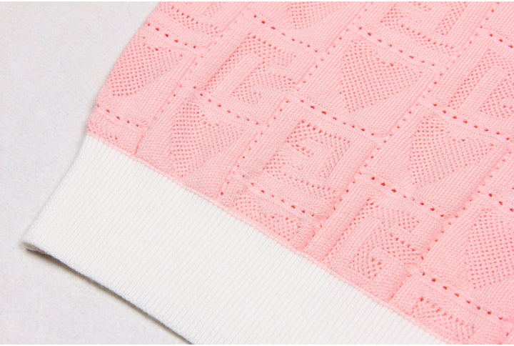 three-piece crochet knit set with contrast trim – LARISSAP