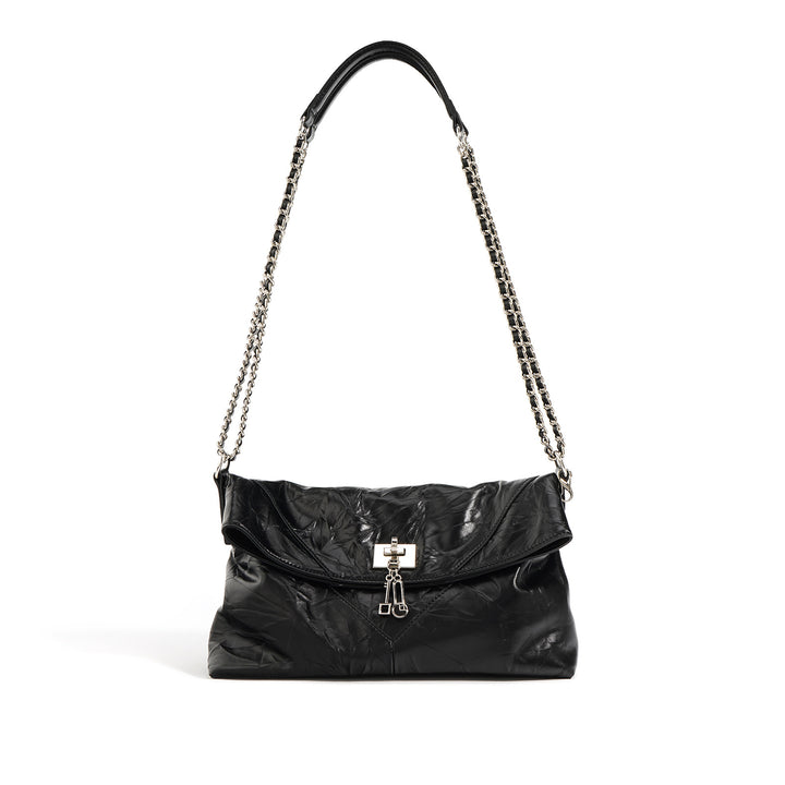 gathered shoulder bag with chain strap - NORA