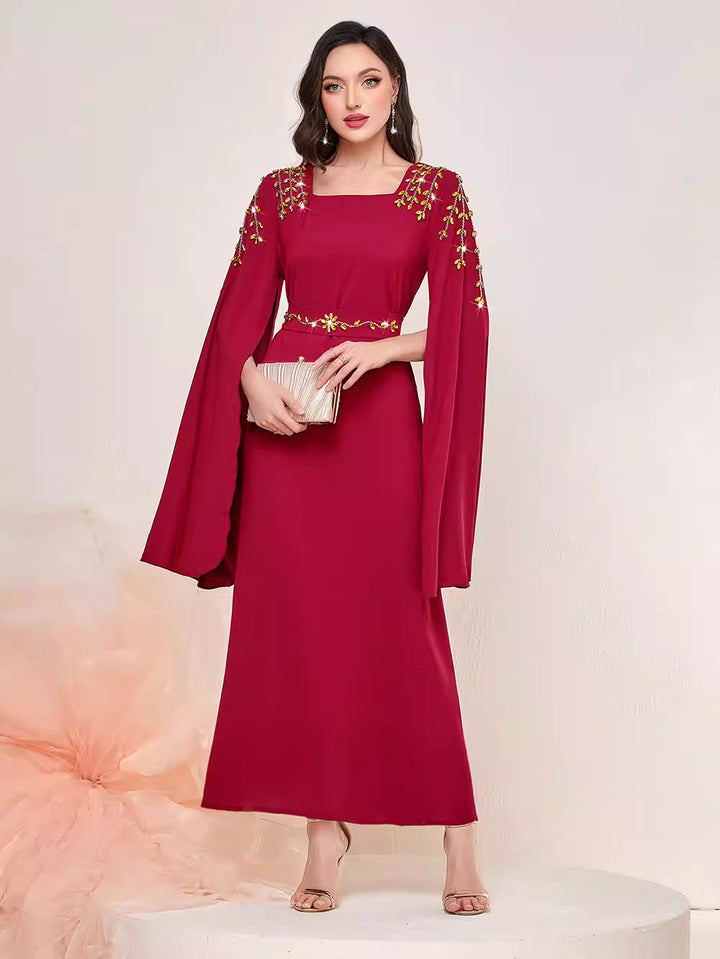 Elegant Long Sleeve Maxi Dress with Wide Hem – ESME
