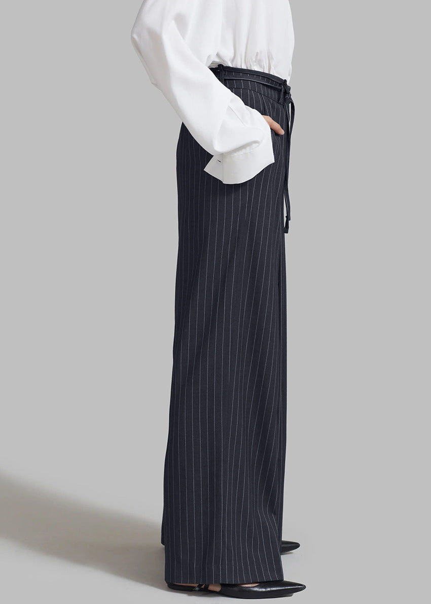 wide-leg pinstripe pants with front pleats – NOIR