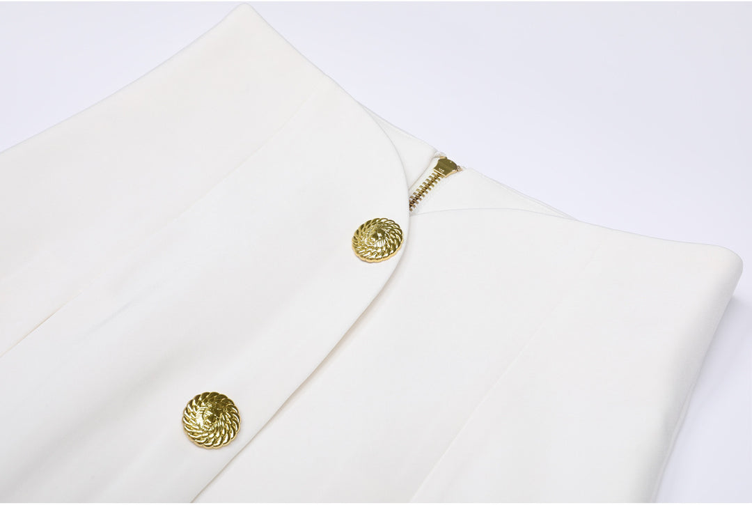 Plissiertes Oberteil mit ausgestellten Ärmeln und Maxirock-Set mit Taillengürtel – Rosiny 