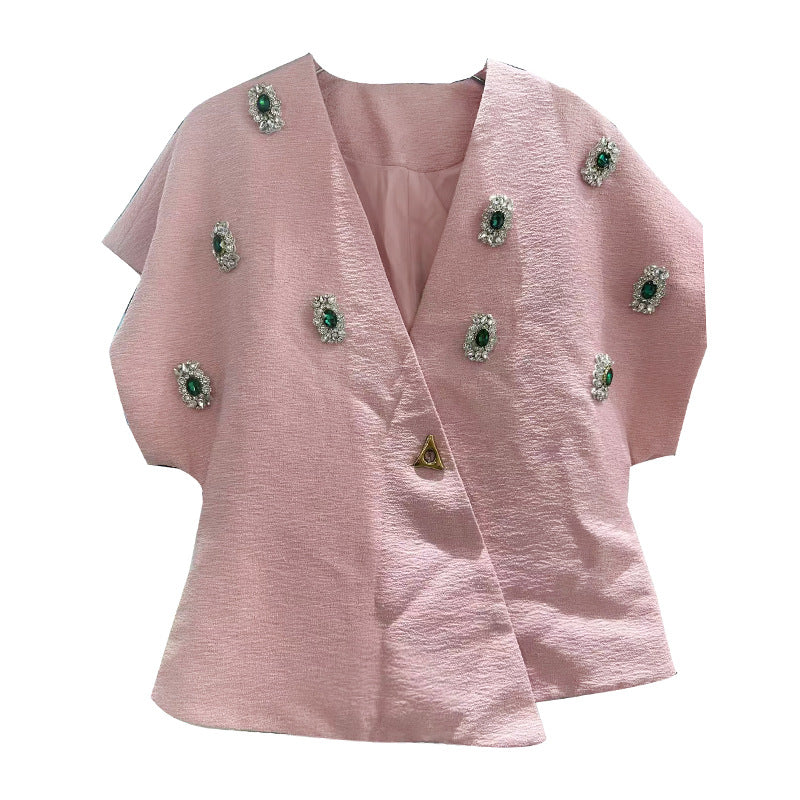 بلوزة ملفوفة بأكمام قصيرة مزينة بالكريستال – نوفالوي