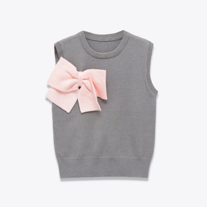 sleeveless knit vest with bow detail – LUMI