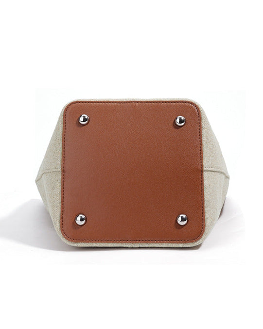 canvas tote bag with leather top handles - SIENAS