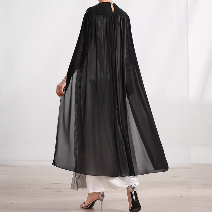Elegant Long Sleeve Maxi Dress with Flared Skirt – ADELIA