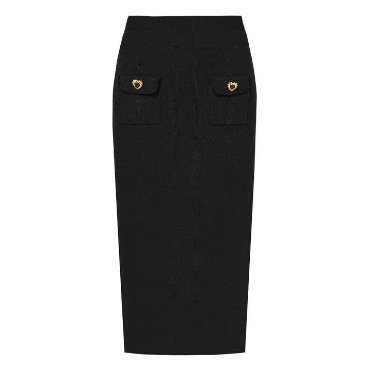 two-piece knit set with heart-shaped button accents – AMELIEV