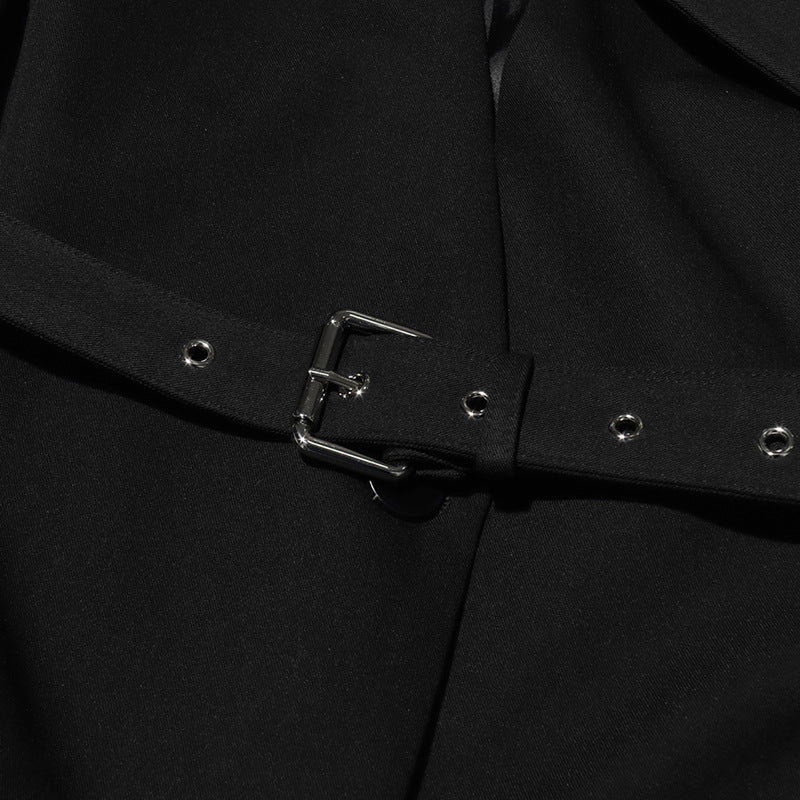 structured belted blazer with asymmetric lapel – VELORA