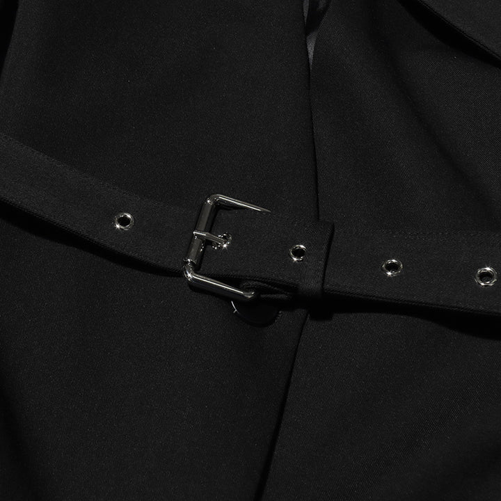 structured belted blazer with asymmetric lapel – VELORA