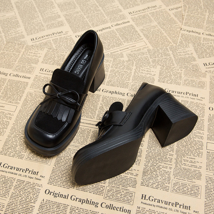 block heel loafers with bow and fringe detail - NOVATIR