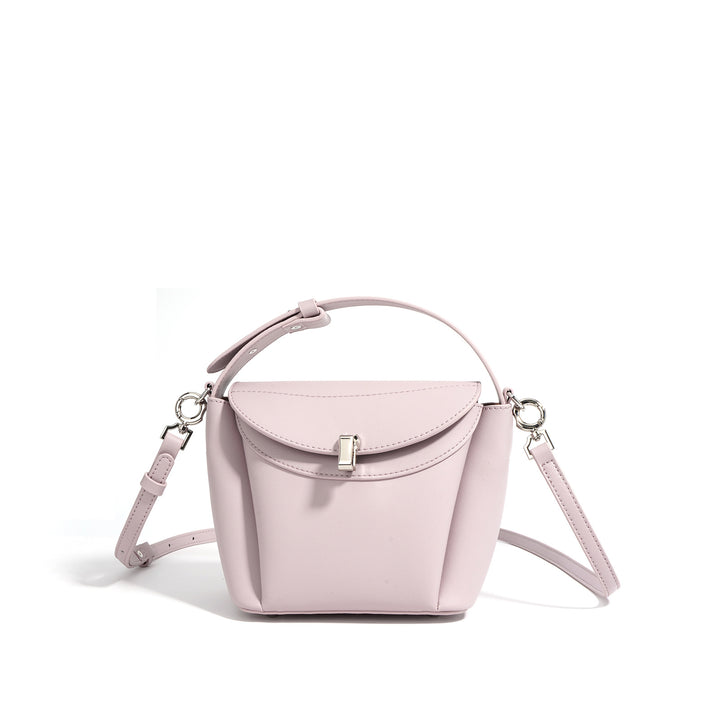 structured top handle bag with curved flap - LEXI