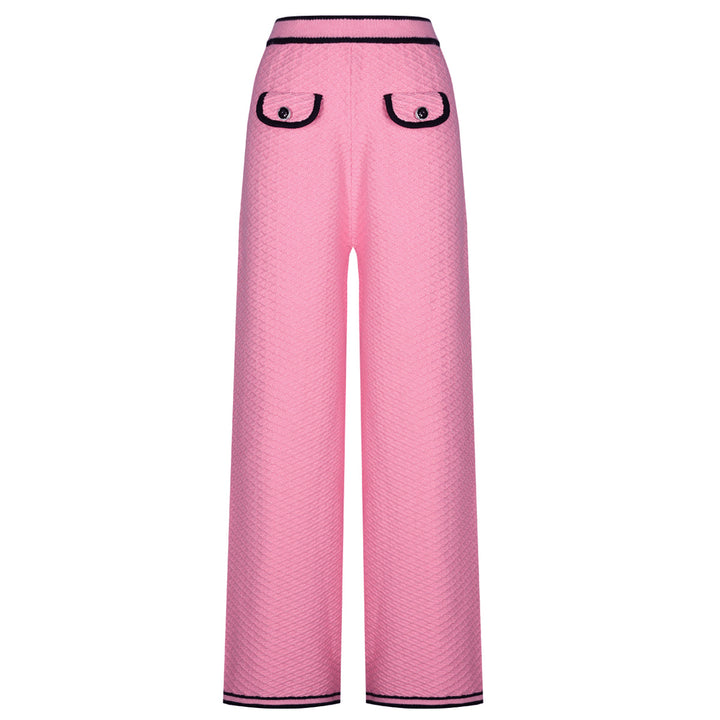 two-piece knit set with contrast trim and button details – CAMILLER