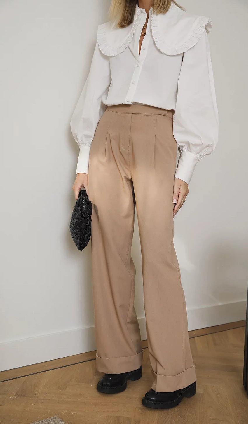 wide-leg tailored pants with high waistband – LUXE