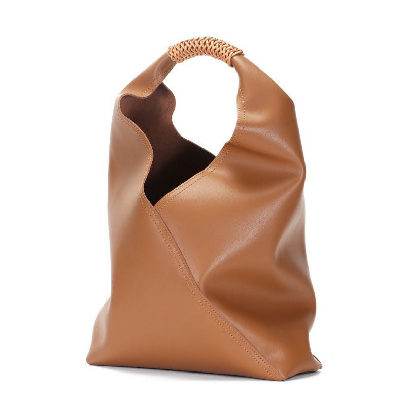 leather sculpted hobo bag with braided top handle – NYRA