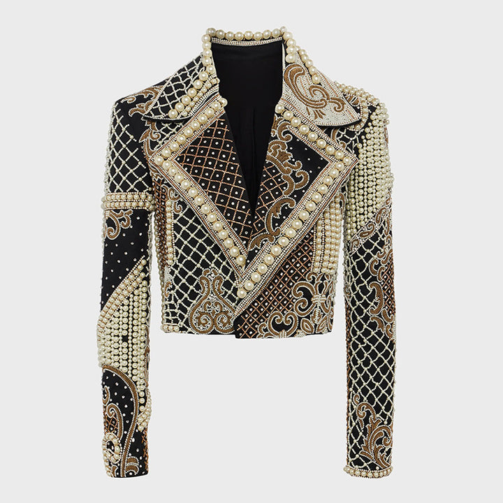 cropped jacket with pearl and sequin embellishments – AURORAZLI
