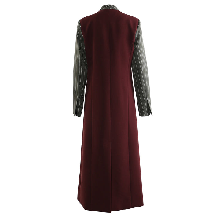 Two-Tone Tailored Long Blazer Coat – VELORA