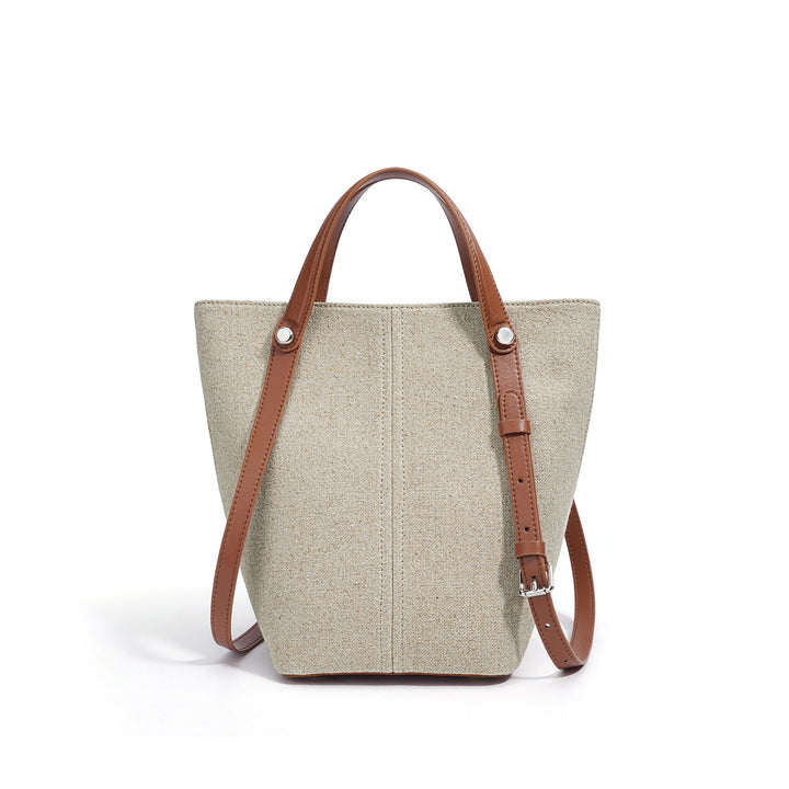 canvas tote bag with leather top handles - SIENAS