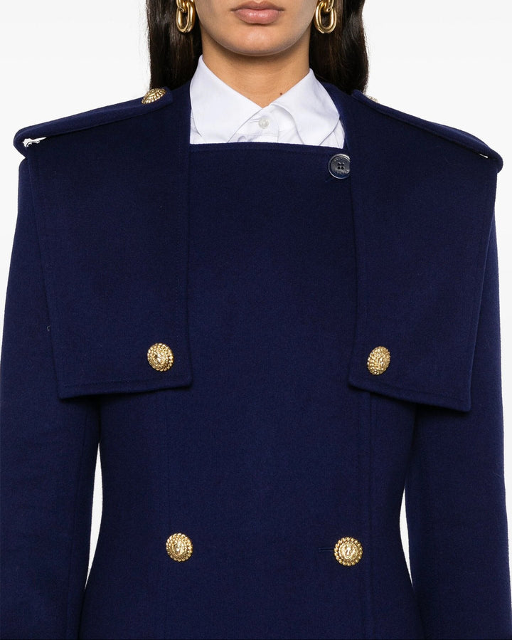 double-breasted navy coat with gold buttons – MARINA