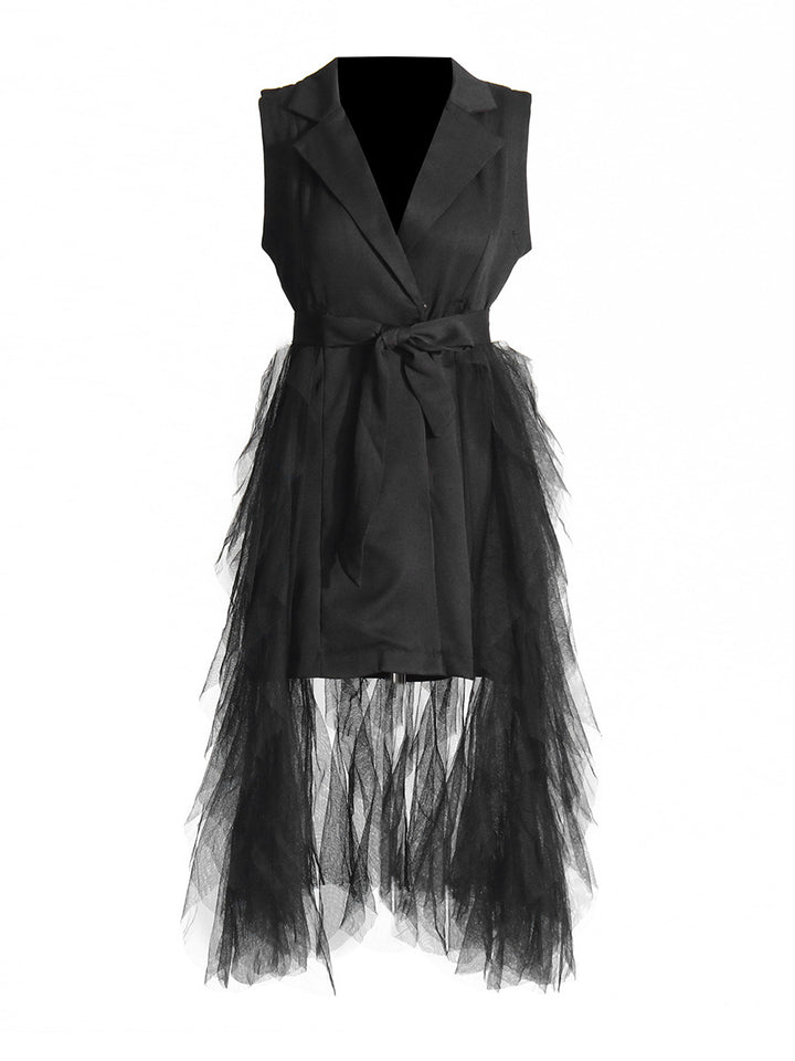 فستان بليزر بدون أكمام مع طبقة من التول - نويرتيل